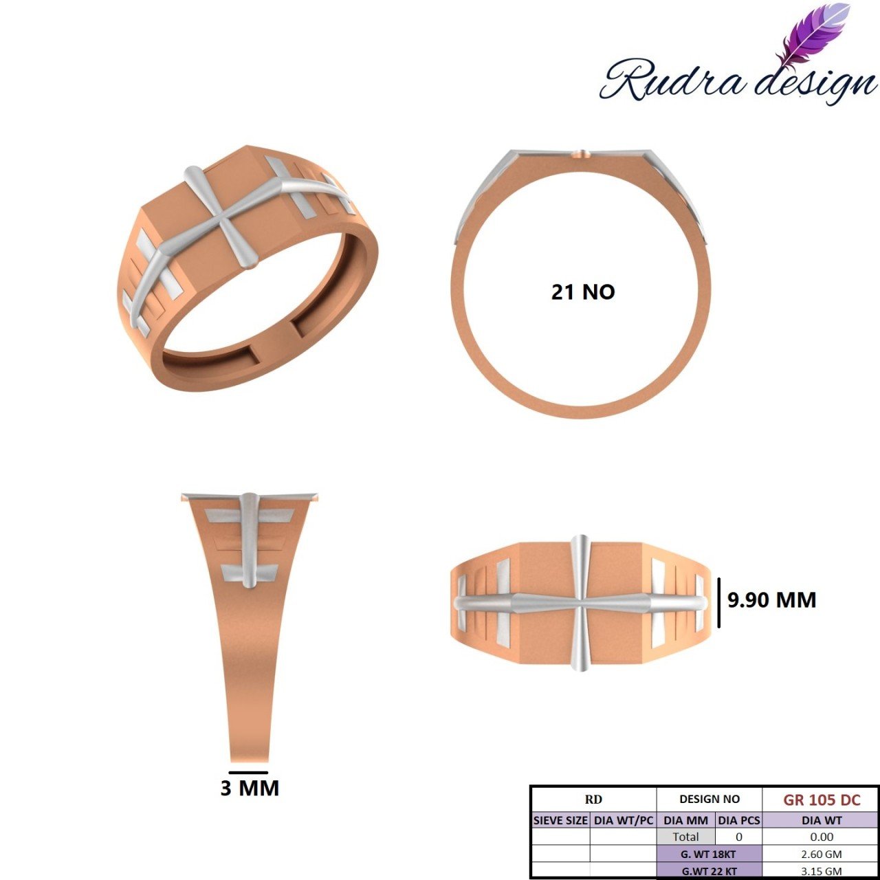 PAPER CASTING GENTS RING  (GR105)